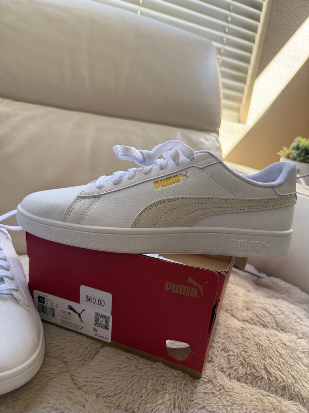 Puma Smash 3.0 Retro Aca Sneakers - White with Gold & Red